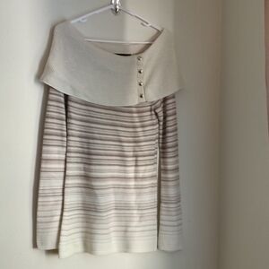 White House Black Market Sweater Women Small Cream and Tan Academia Elegant Y2K